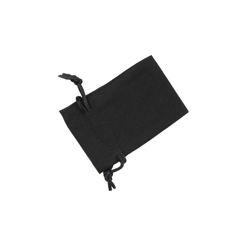 Small Black Cotton Bag With Silk Drawstring