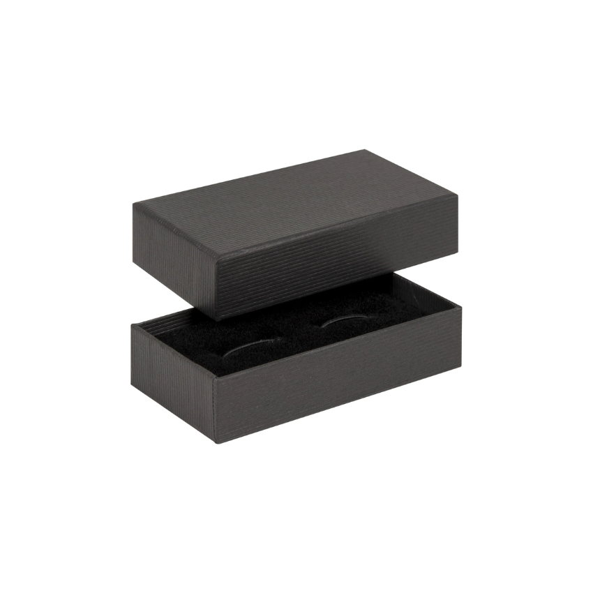 Luxury Ribbed Black Cufflink Box