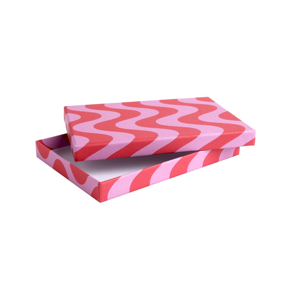 Wavy Retro Pink and Red Luxury Thin A6 Gift Box