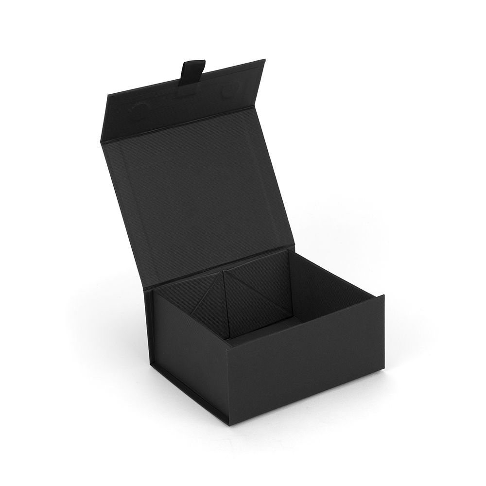 Small Black Ribbed Magnetic Gift Box