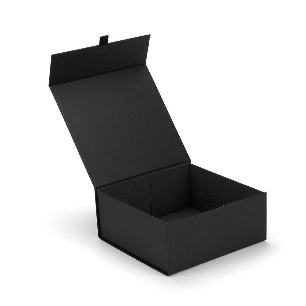 Square Black Ribbed Magnetic Gift Box