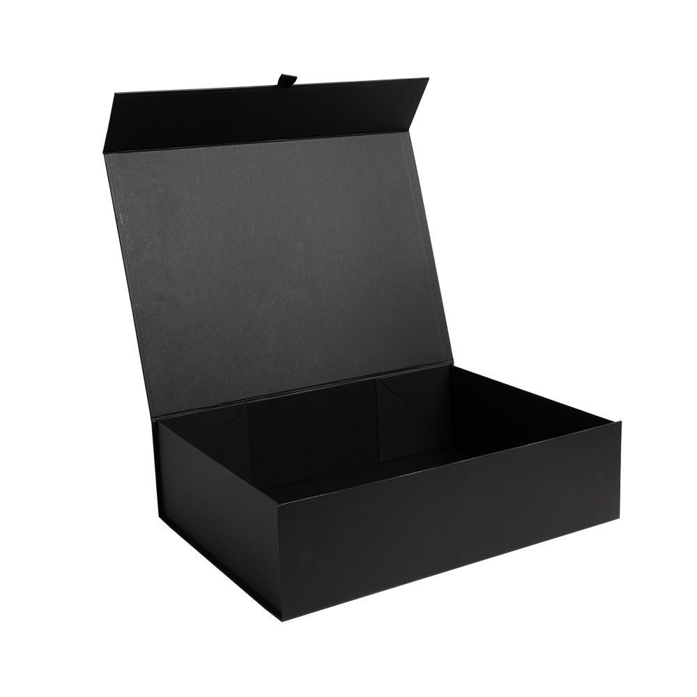 Large Black Ribbed Magnetic Gift Box