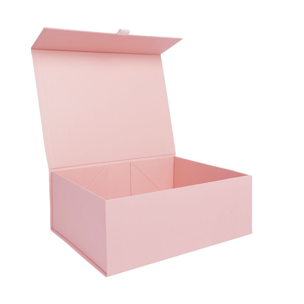 Deep Rose Quartz Pink Magnetic Gift Box with Ribbon Tab
