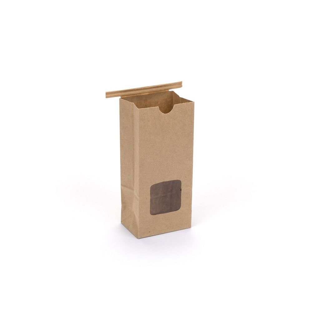 Small Wholesale Kraft Brown Tin Tie Coffee Bag With Window