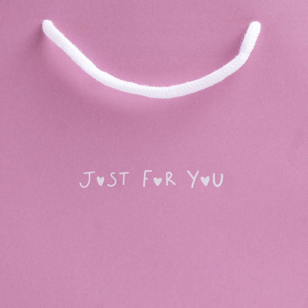 'Just For You' Large Landscape Fondant Pink Paper Gift Bag with Rope Handles