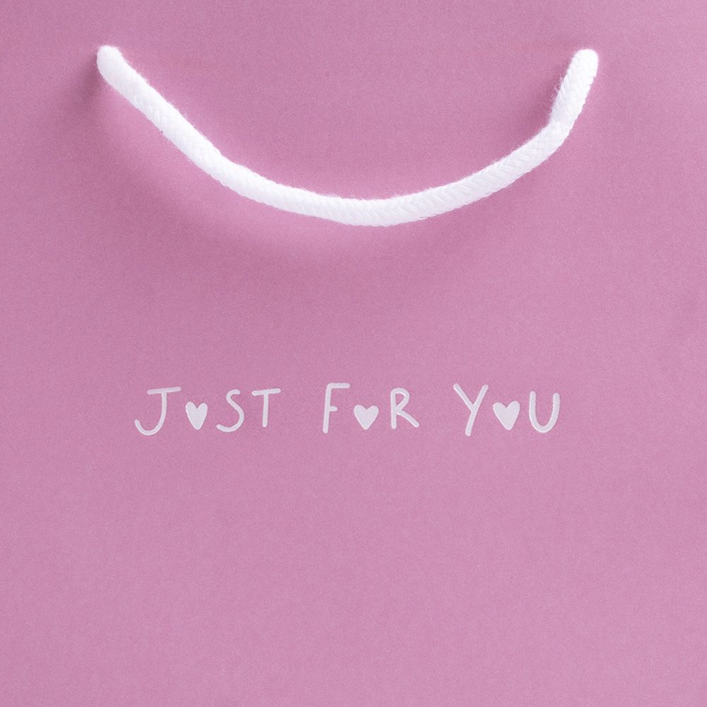 'Just For You' Medium Landscape Fondant Pink Paper Gift Bag With Rope Handles