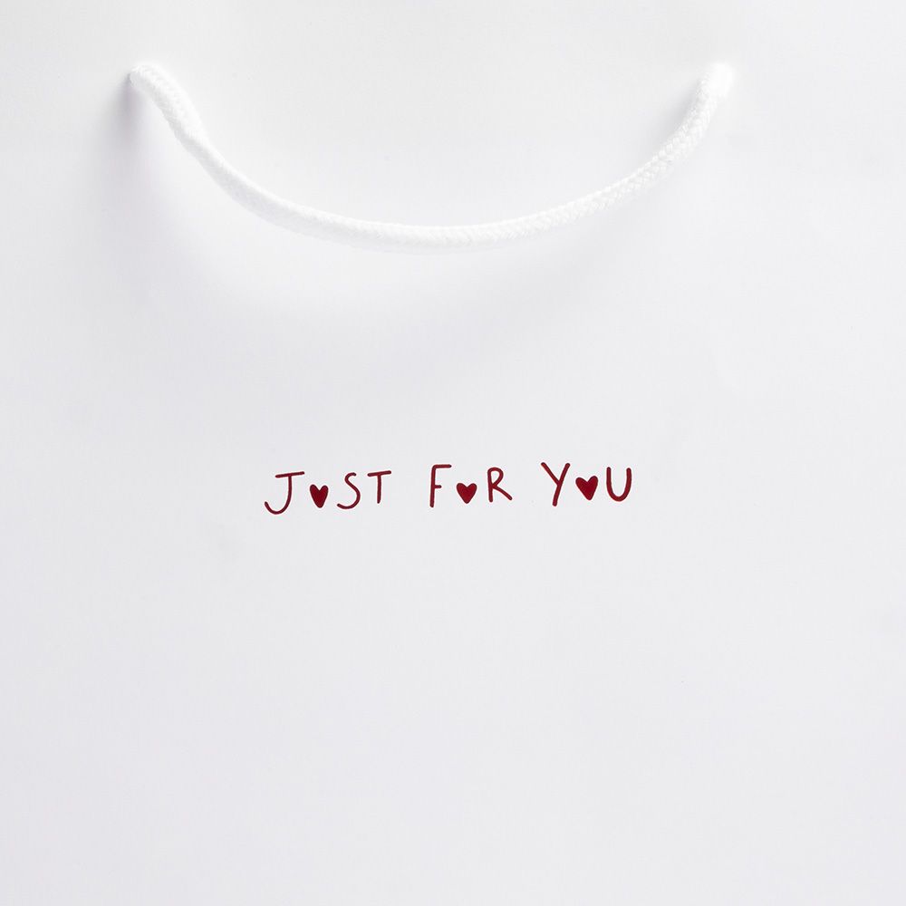 'Just For You' Large Landscape White Paper Gift Bag With Rope Handles