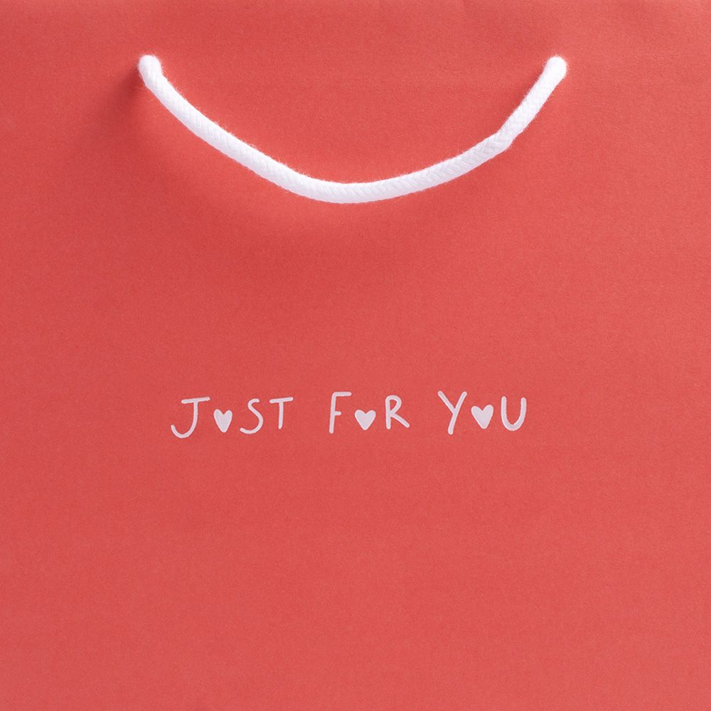 'Just For You' Medium Landscape Radiant Red Paper Gift Bag with Rope Handles