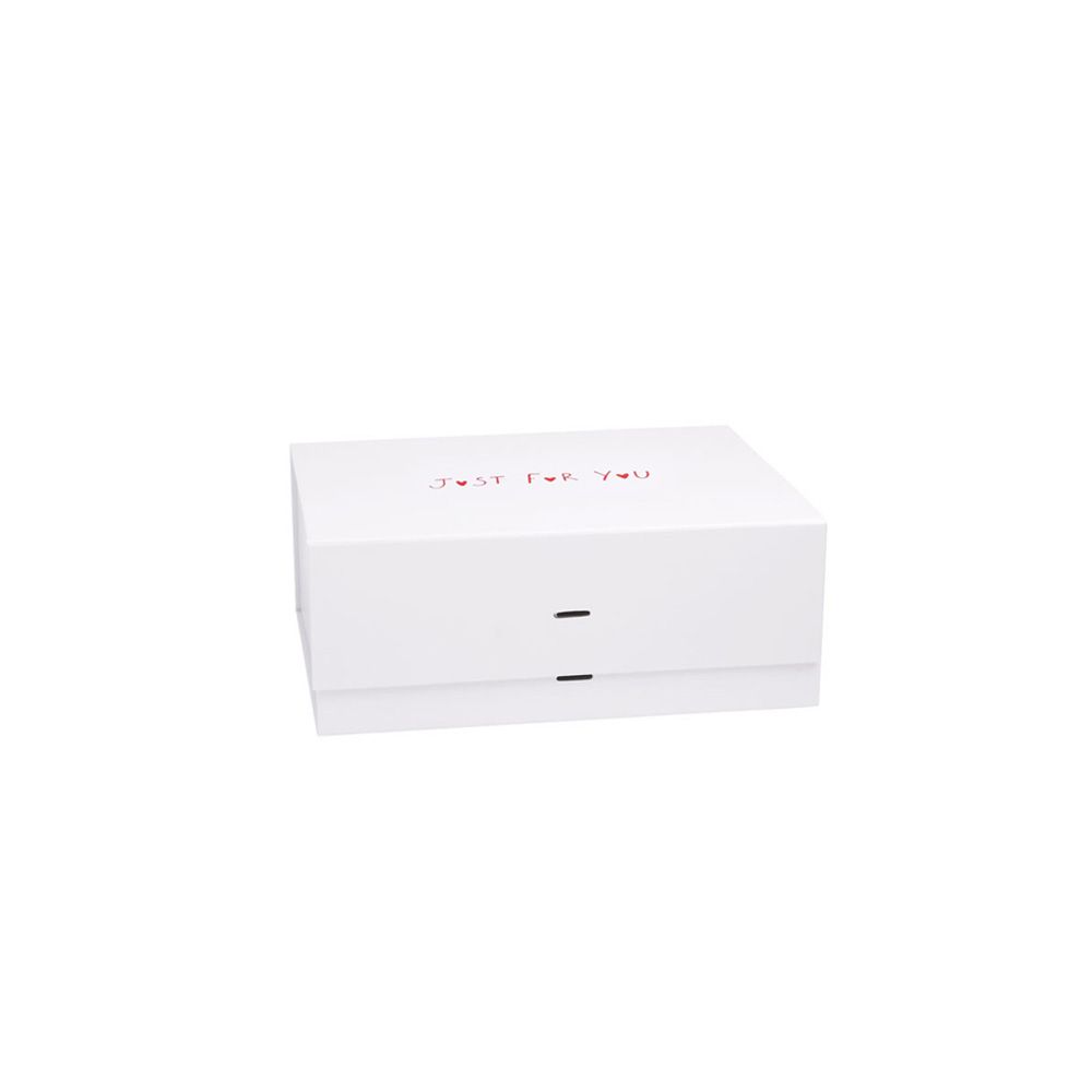Just For You Valentine's Day Medium White Gift Box With Cut Outs For Ribbon
