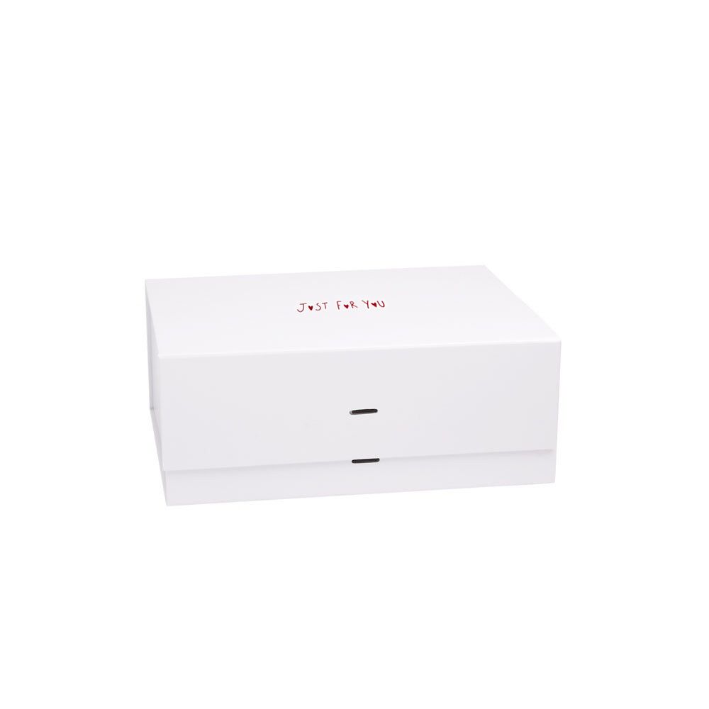 Just For You Valentine's Day Deep White Gift Box With Cut Outs For Ribbon