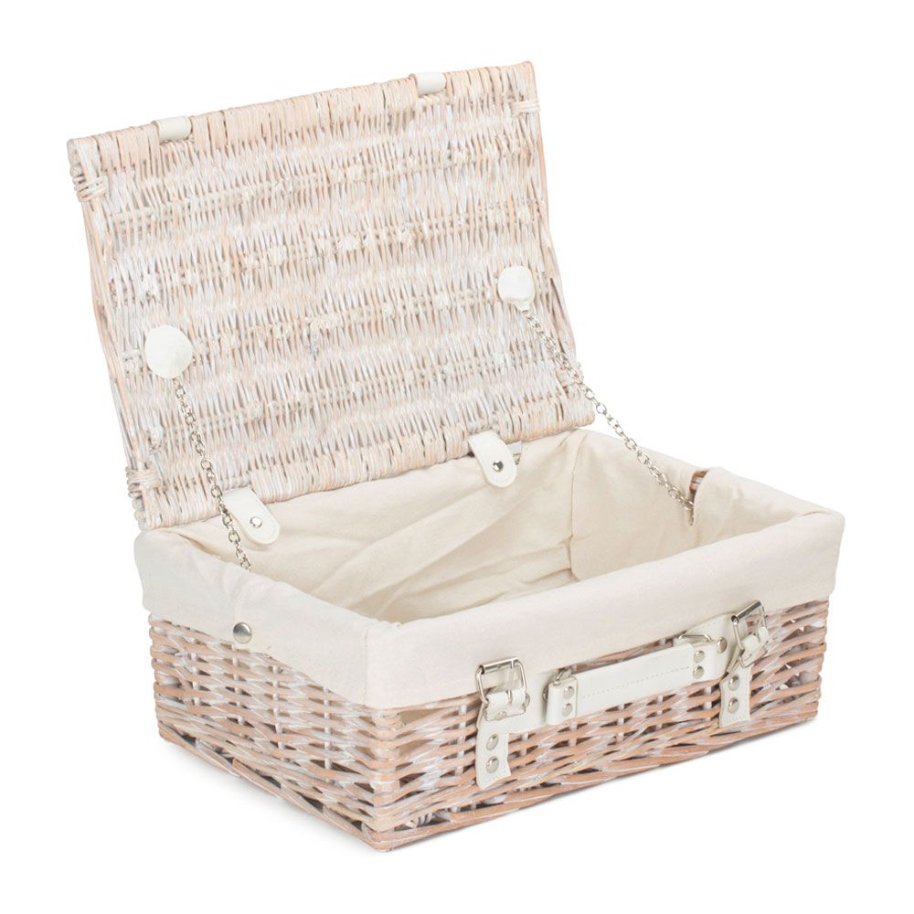 Pack of 5 White Wicker Hampers with White Lining | Small