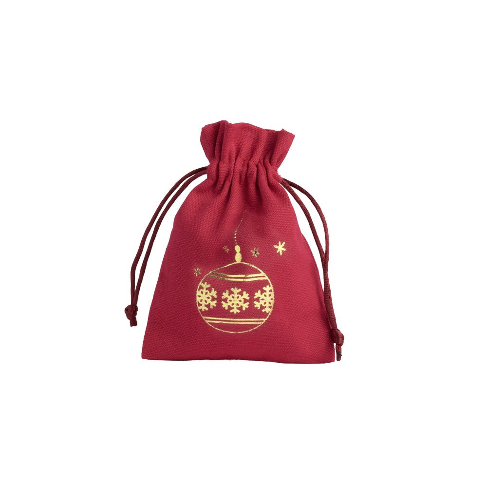 Christmas Cotton Bag Red Medium Gold Bauble