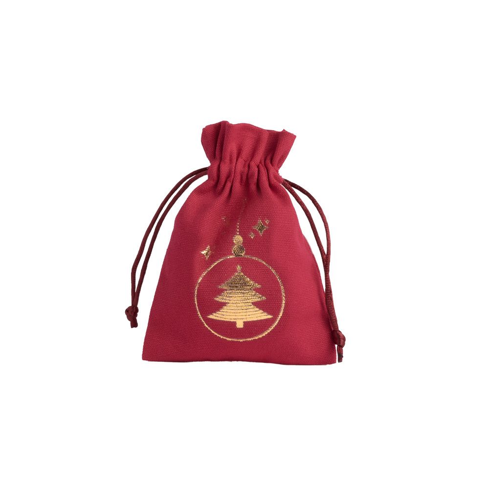 Christmas Cotton Bag Red Medium Gold Tree Bauble