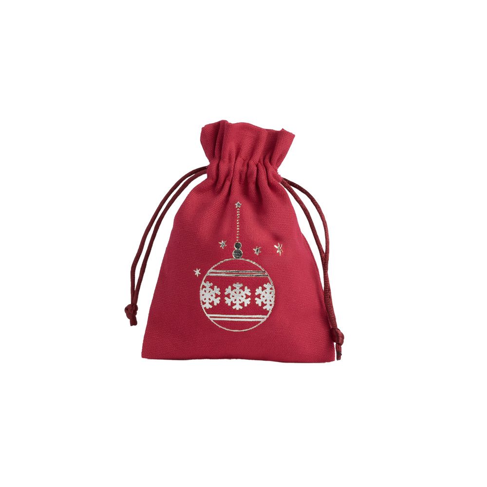 Christmas Cotton Bag Red Medium Silver Bauble