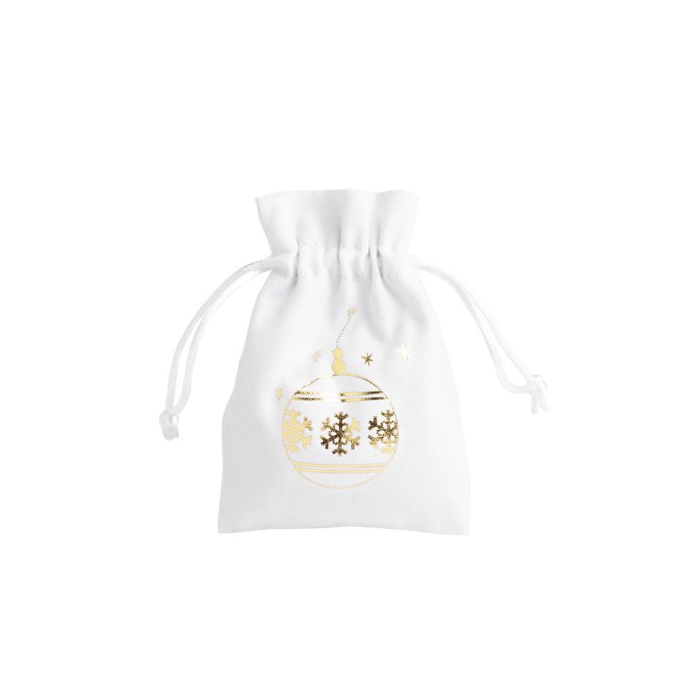 Christmas Cotton Bag White Medium Gold Bauble