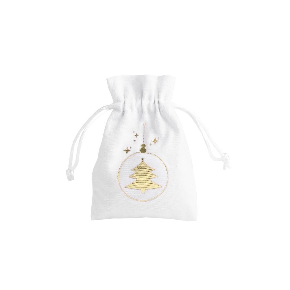 Christmas Cotton Bag White Medium Gold Tree Bauble