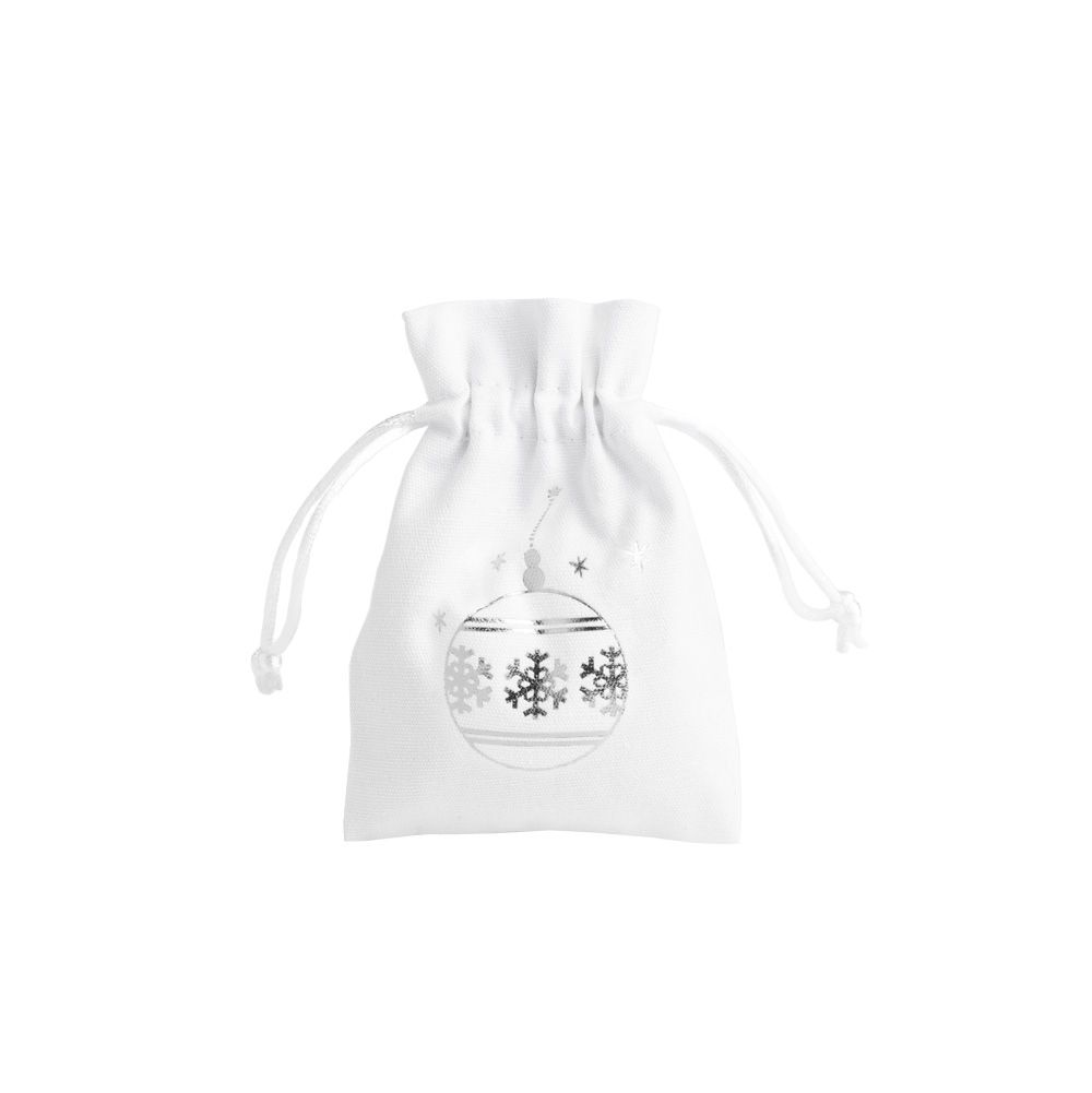 Christmas Cotton Bag White Medium Silver Bauble