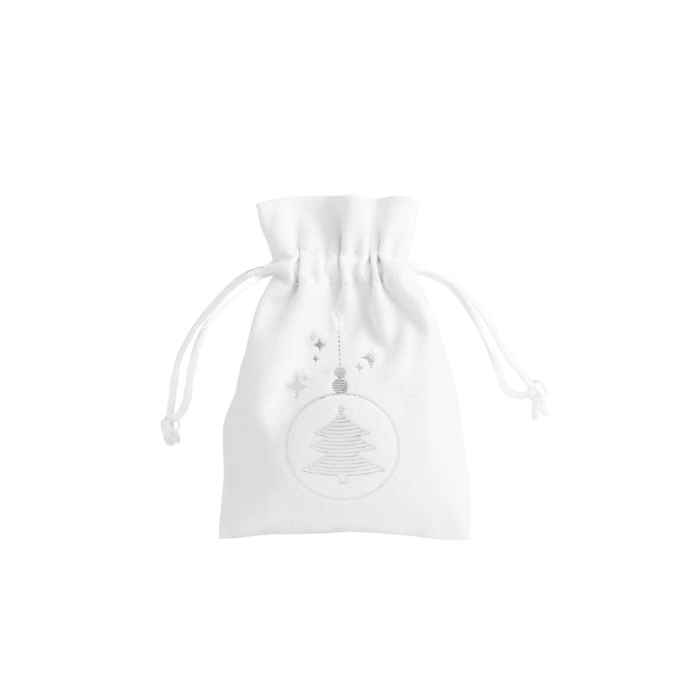 Christmas Cotton Bag White Medium Silver Tree Bauble