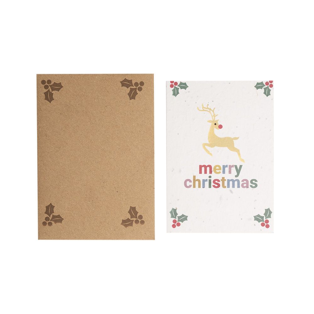 Plantable Seed Paper A6 Merry Christmas Card - Reindeer