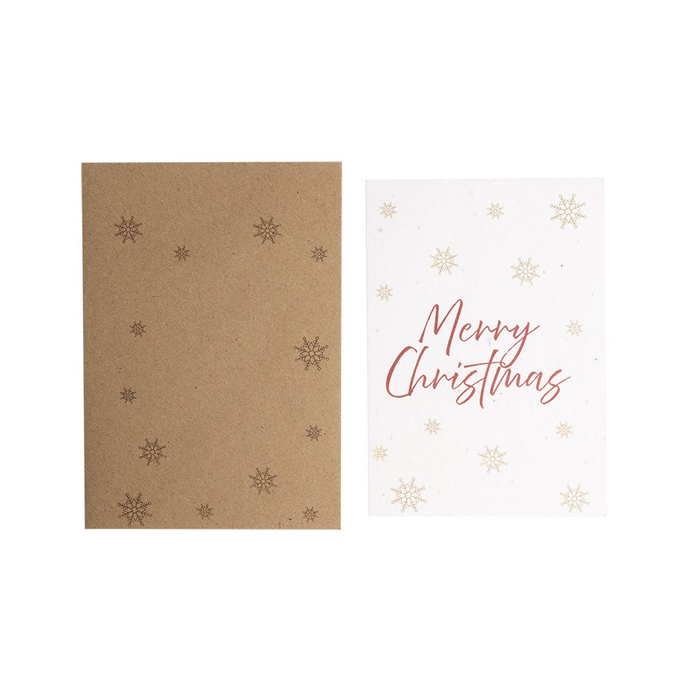 Plantable Seed Paper A6 Christmas Card - Red Text with Snowflakes