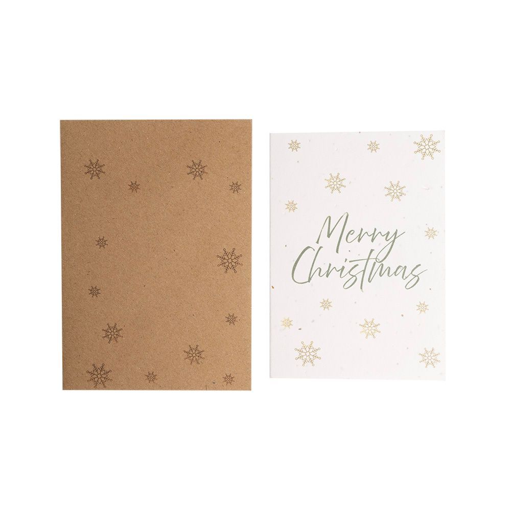 Plantable Seed Paper A6 Christmas Card - Green Text with Snowflakes