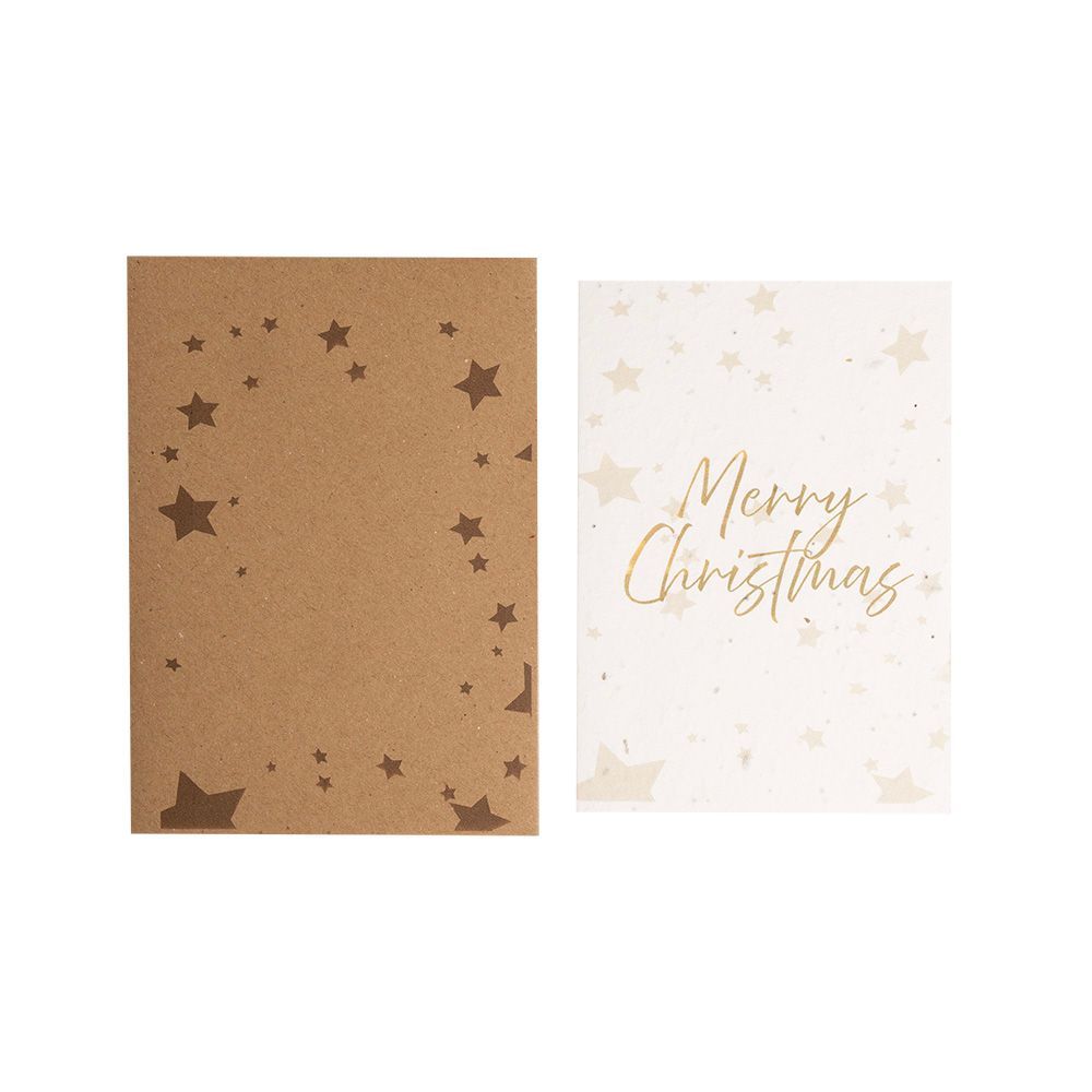 Plantable Seed Paper A6 Christmas Card - Gold Text with Stars