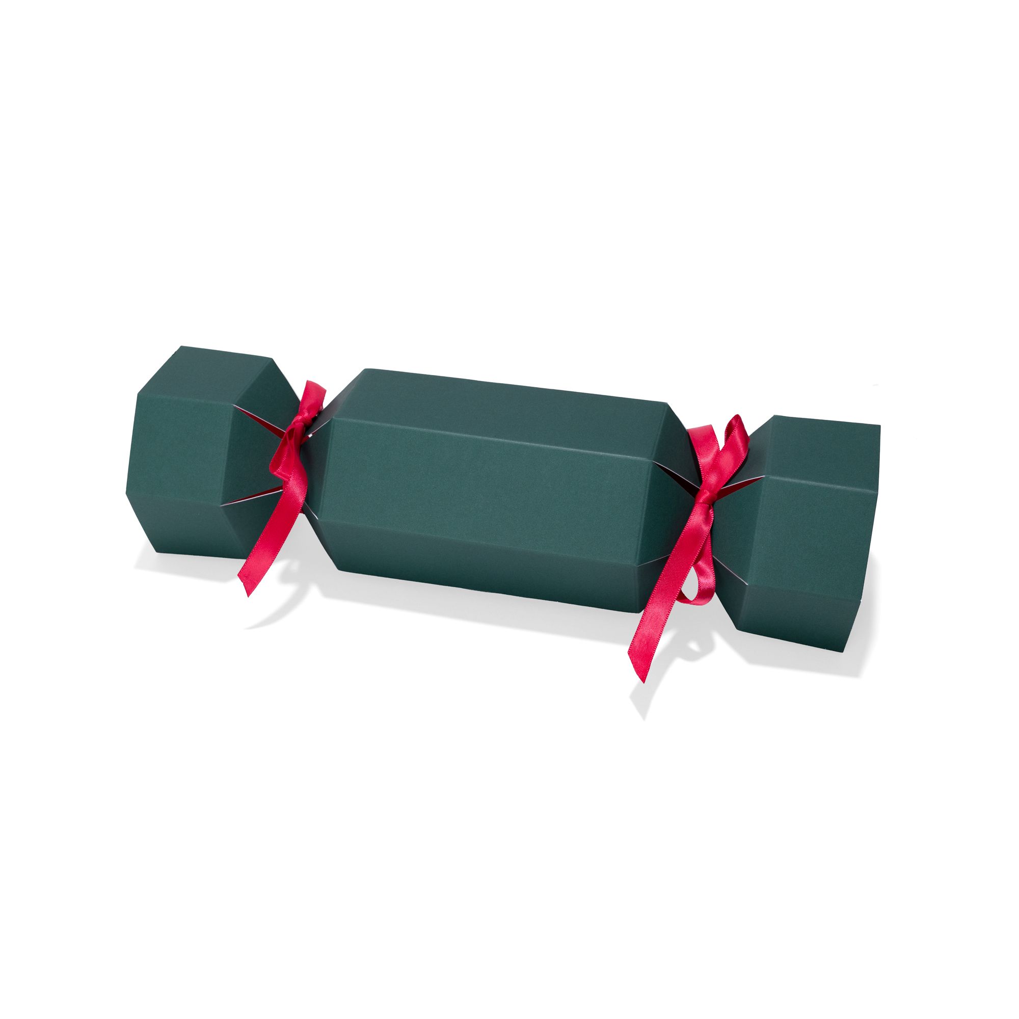 Medium Green / Red Christmas Cracker Gift Box with Red Ribbon 333 x 128mm