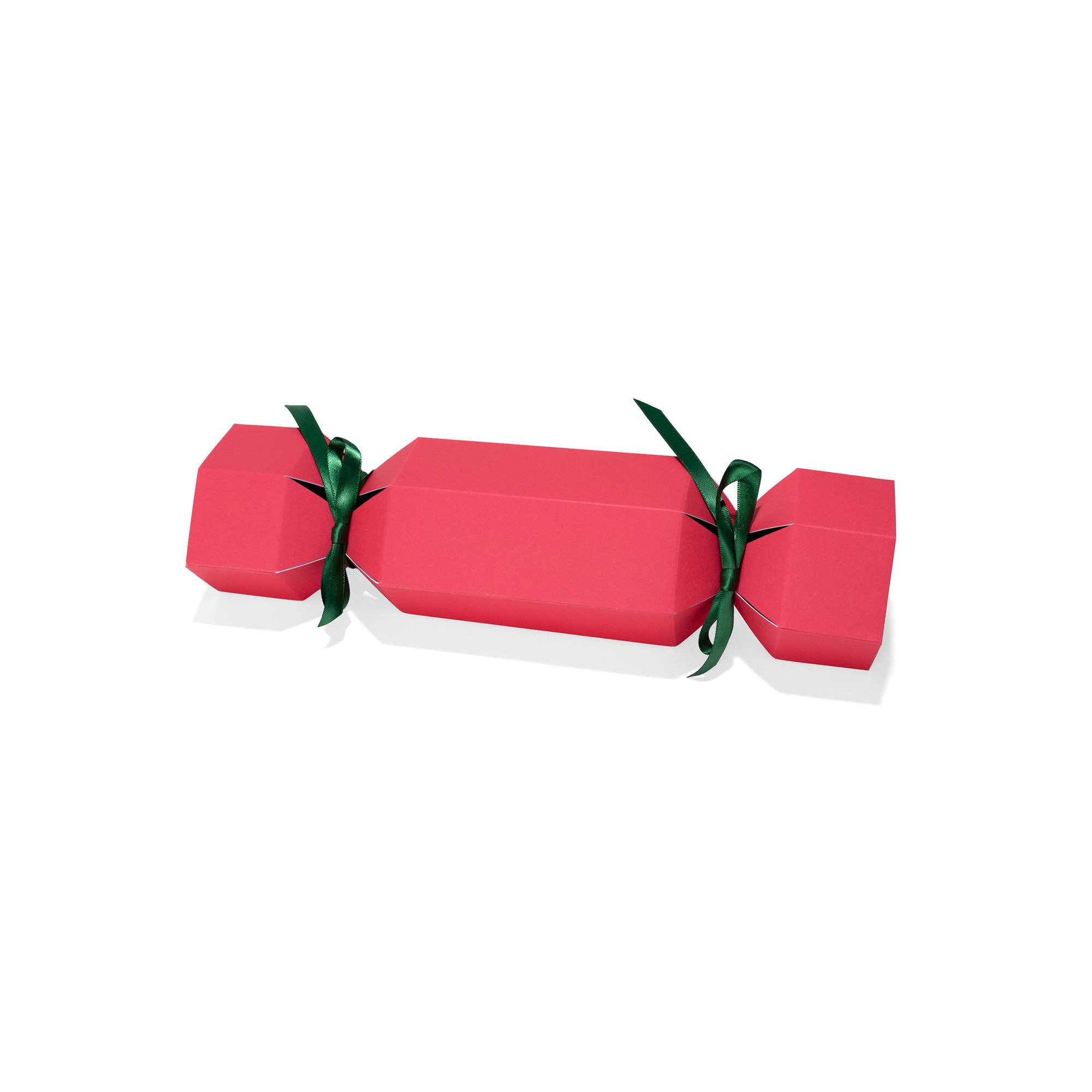 Medium Red / Green Christmas Cracker Gift Box with Green Ribbon 333 x 128mm