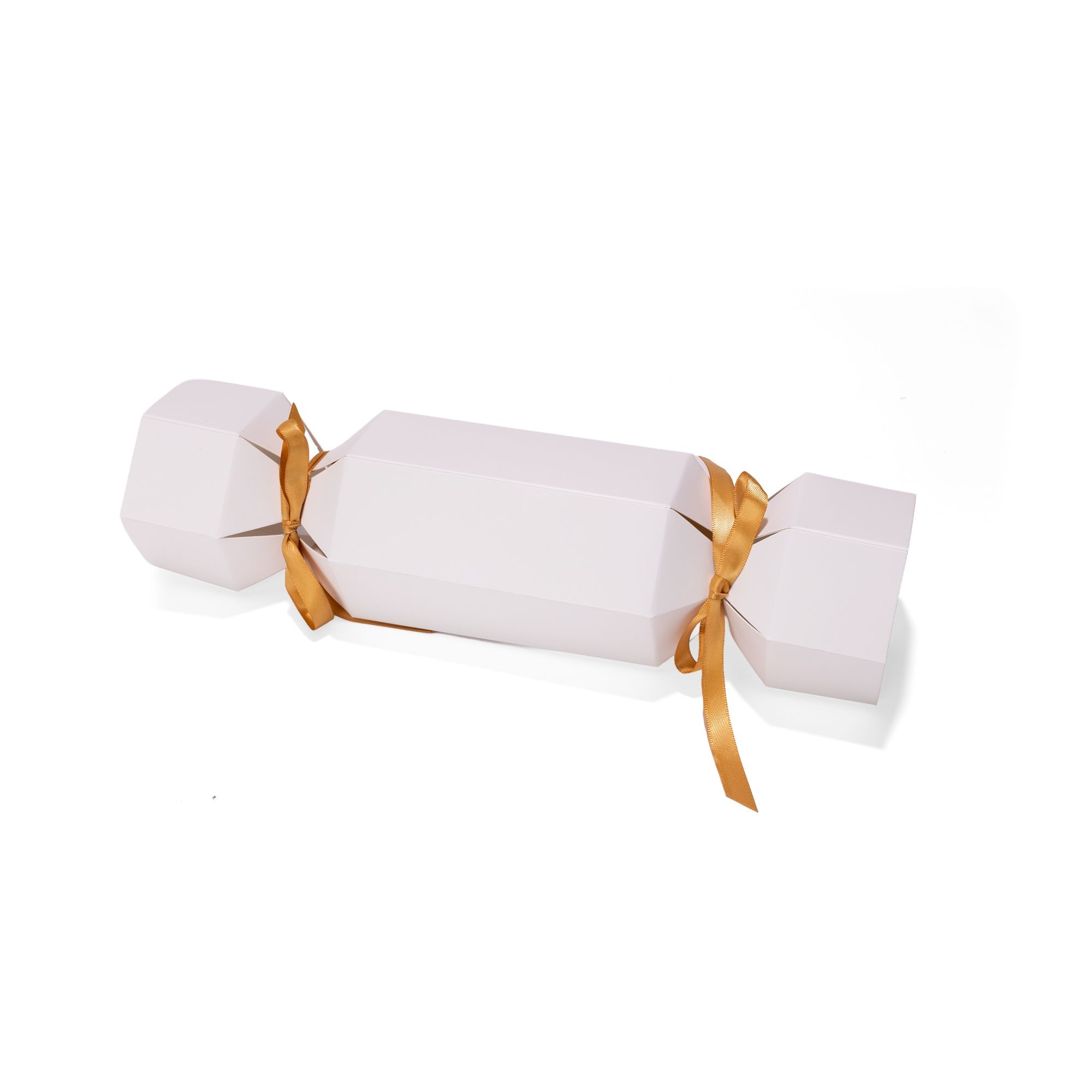 Medium White Christmas Cracker Gift Box with Gold Ribbon 333 x 128mm
