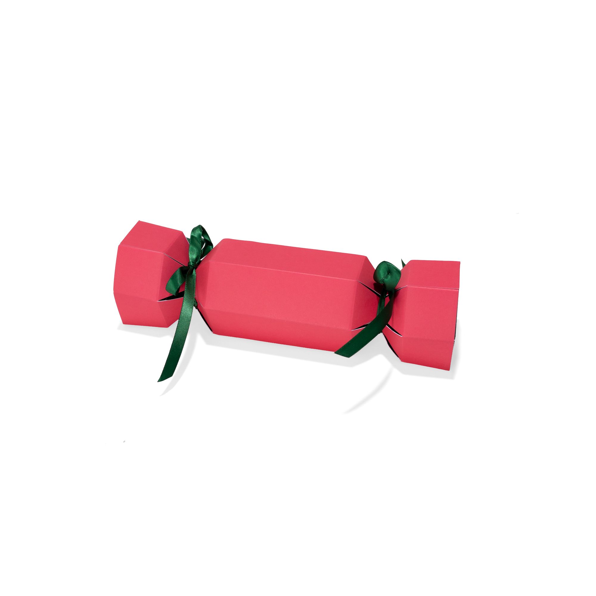 Small Red / Green Christmas Cracker Gift Box with Green Ribbon 180 x 50mm