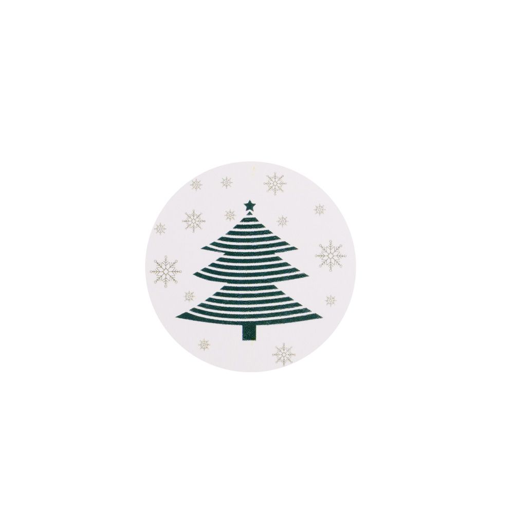 Christmas Green Tree with Green Snowflakes Stickers 40mm - Pack of 10