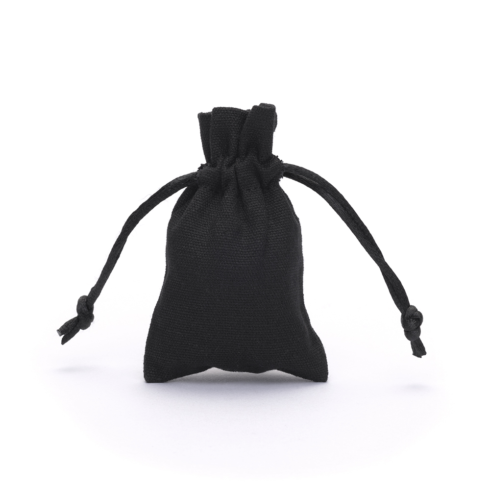 Xuxuou 3 pcs/set Simple Generous Storage Bag Cotton Plaid Bag Pocket Drawstring Tea Gift Bag S/M L Black 