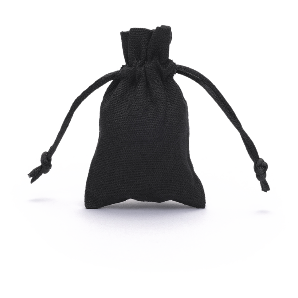 Small Black Cotton Bag With Silk Drawstring