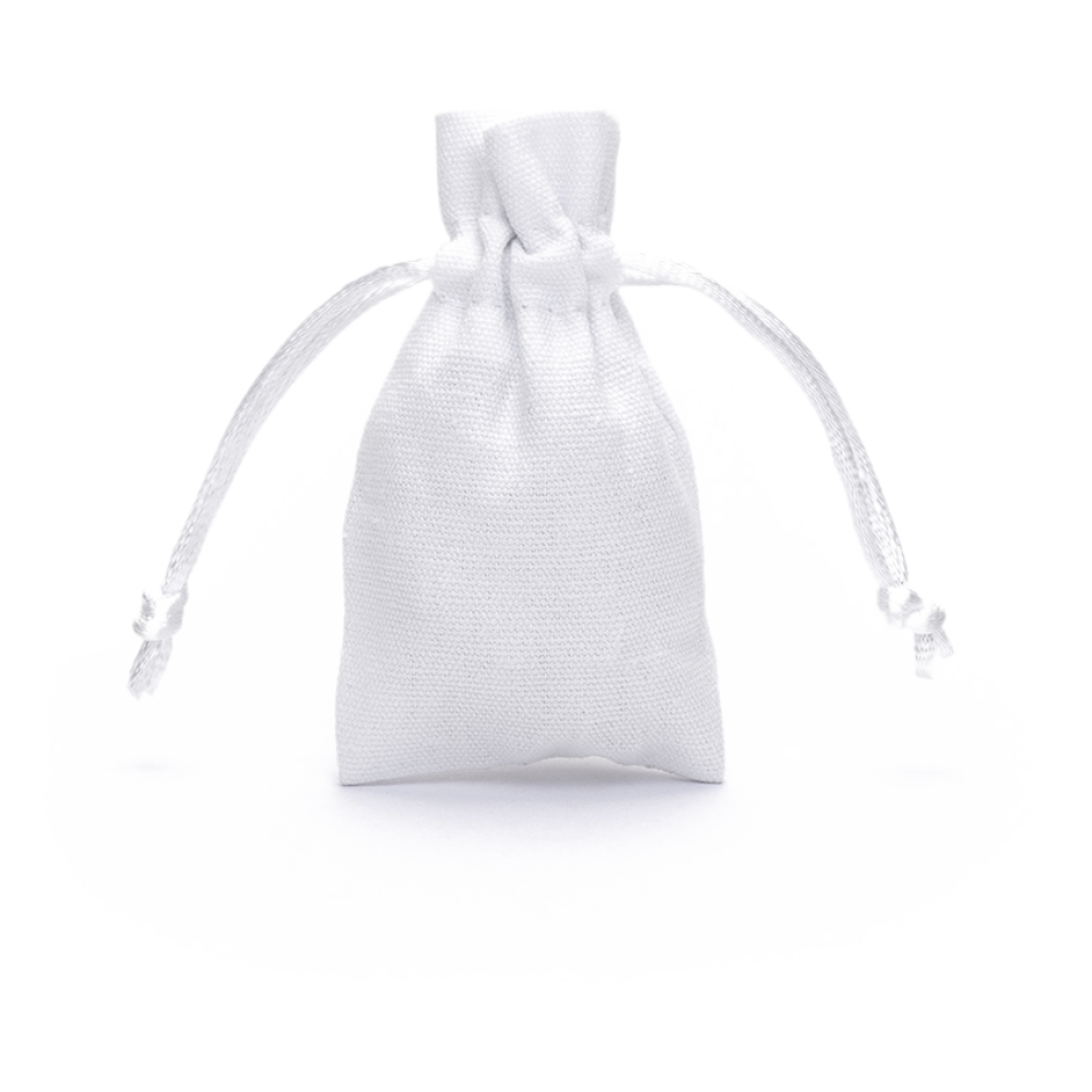 Small White Cotton Bag With Silk Drawstring