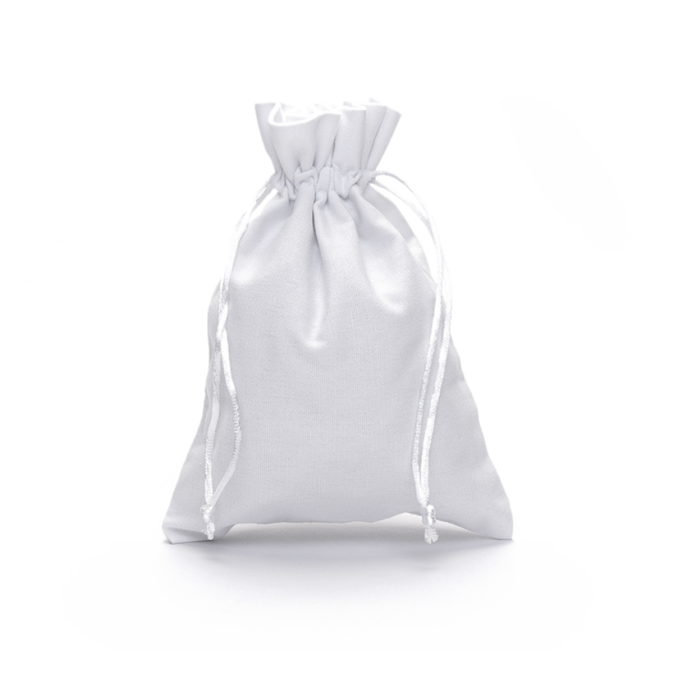 Large White Cotton Bag With Silk Drawstring