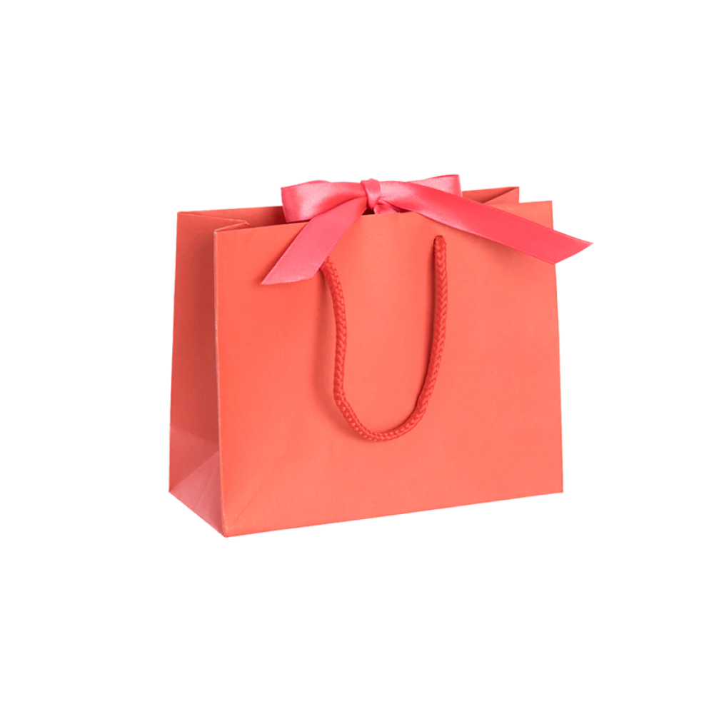 Pack of 200 Small Landscape Light Red Paper Gift Bags With Rope Handles