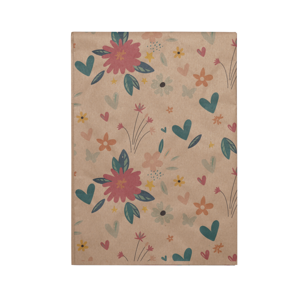 Recycled Kraft 1m Wrapping Paper in Bloom Print