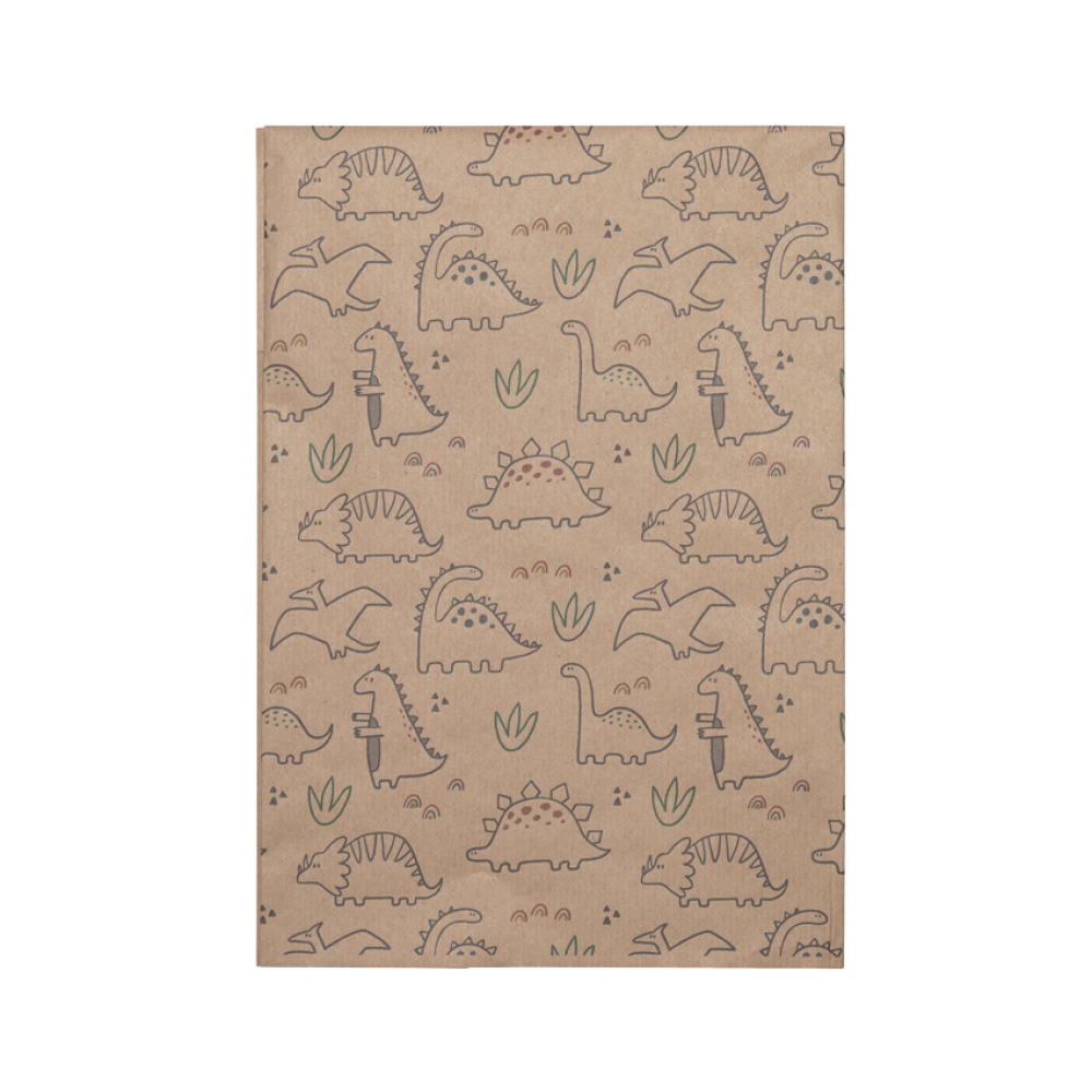 Recycled Kraft 1m Wrapping Paper in Dinosaur Print