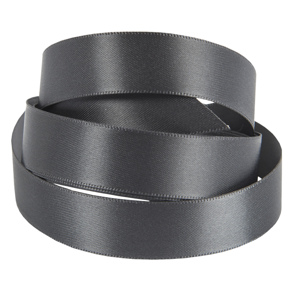 Slate Dark Grey Double Faced Satin Ribbon 15mm