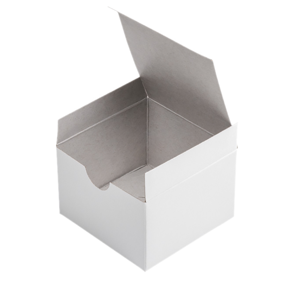 White Gloss Flat-Packed Small Square Gift Box 75mm