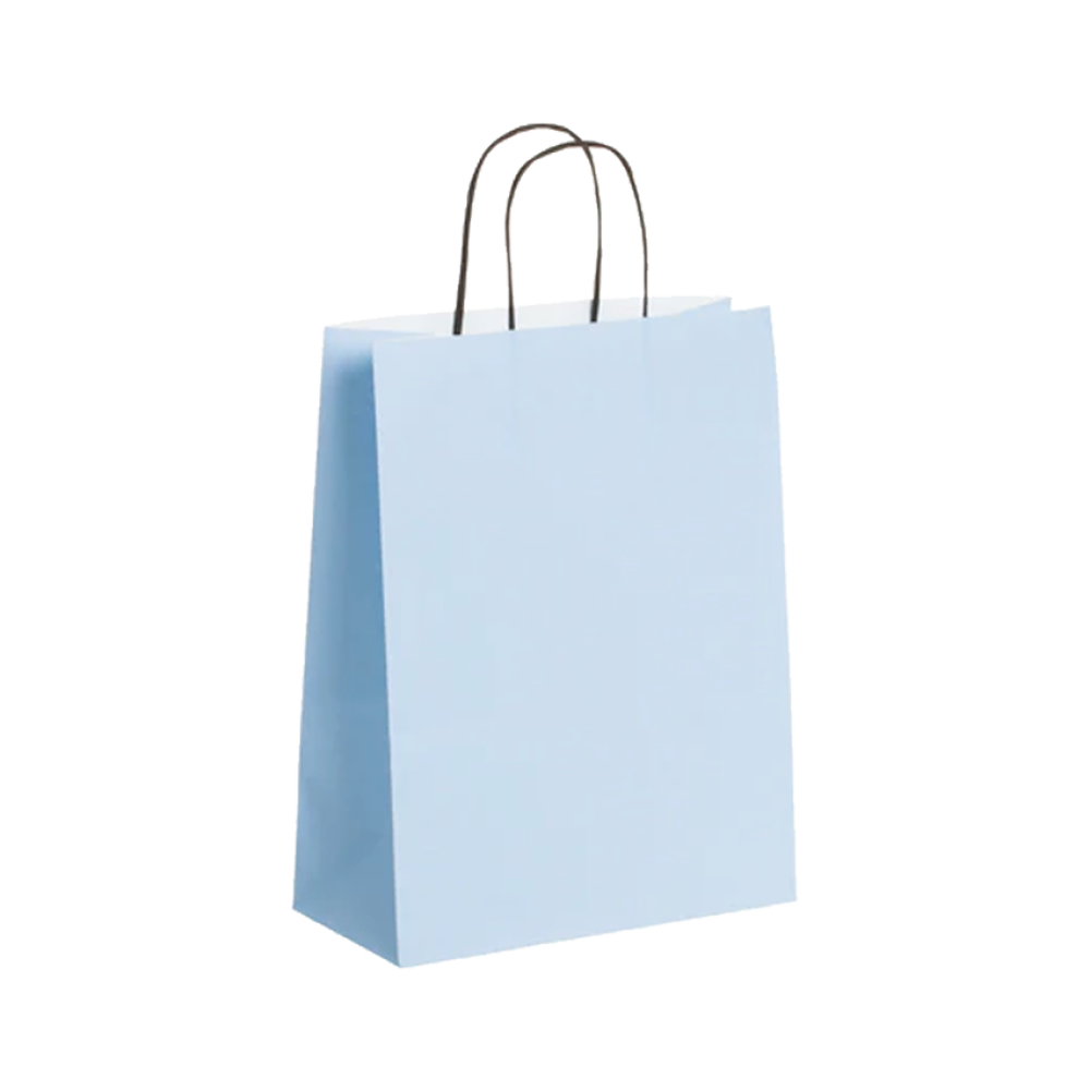 Pack of 150 Medium Light Blue Paper Gift Bag With Paper Twisted Handles