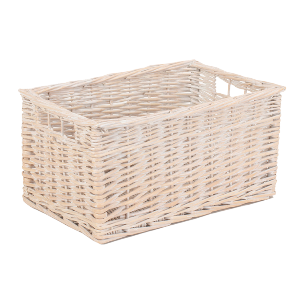 Pack of 5 Medium White Wash Storage Baskets Tiny Box Company