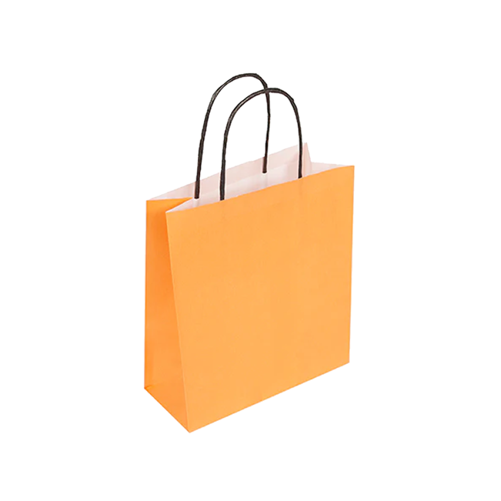 Pack of 250 Small Orange Paper Gift Bag With Paper Twisted Handles