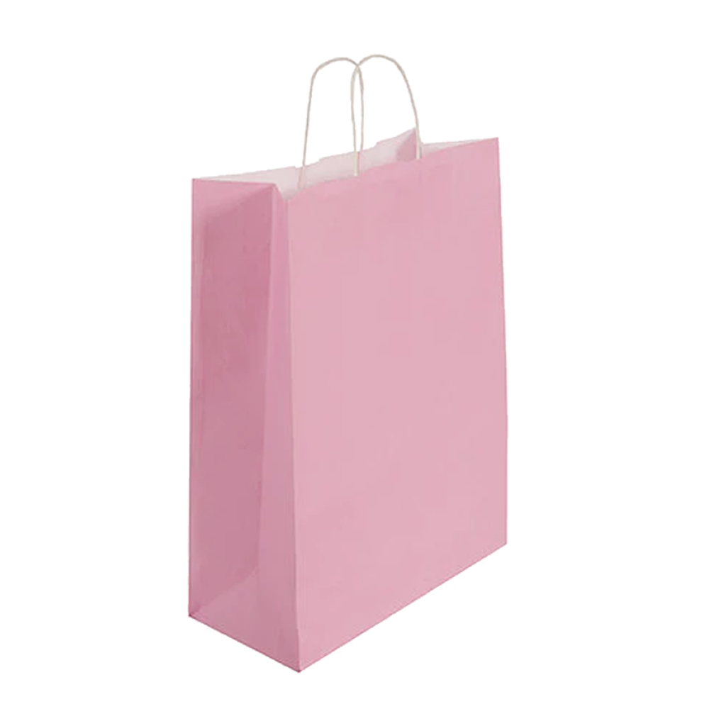 Pack of 150 Large Pink Paper Gift Bag With Paper Twisted Handles Tiny