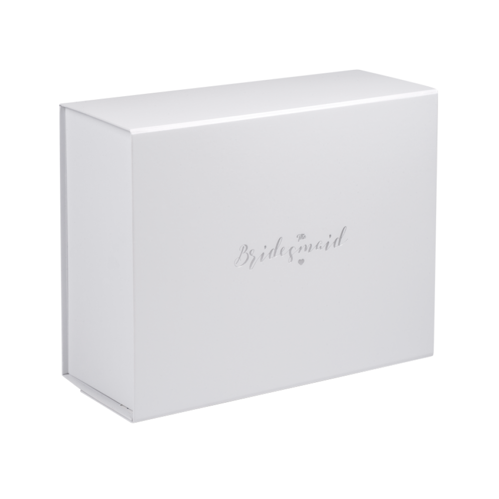Deep White Bridesmaid Box in Matt Silver Foil | Bridal Party Collection