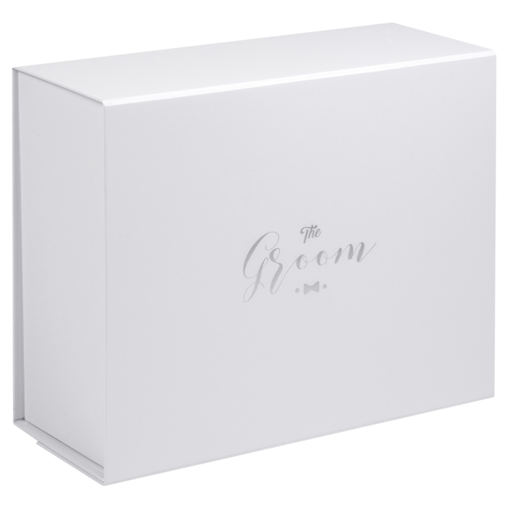 Deep White Groom Box in Matt Silver Foil | Bridal Party Collection
