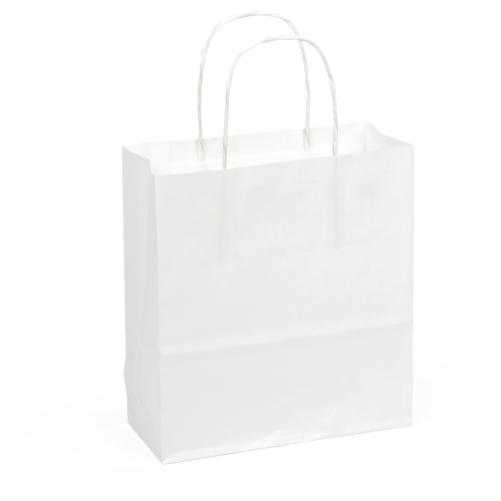 Small White Paper Gift Bag With Paper Twisted Handles