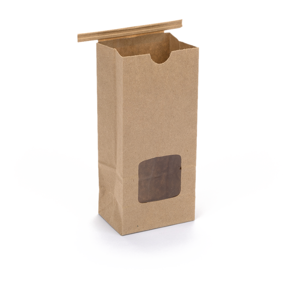 Small Wholesale Kraft Brown Tin Tie Coffee Bag With Window