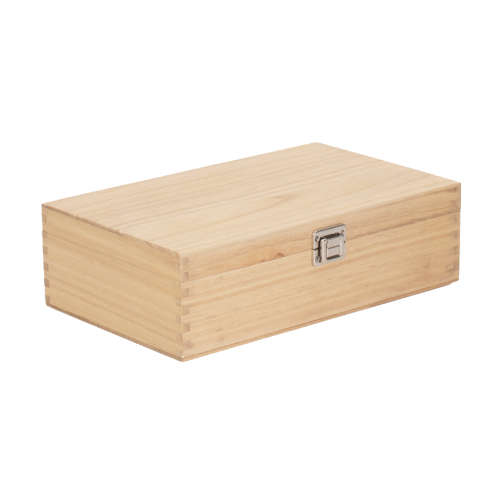 Clear Varnished Wooden Box for Two Bottles 350 x 210 x 105mm Tiny Box
