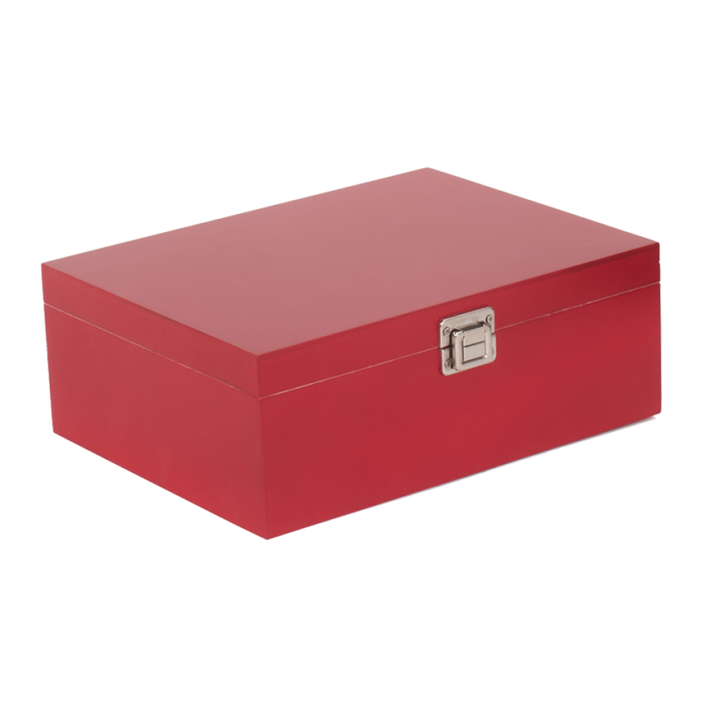 Pack of 5 Red Painted Wooden Boxes | Large